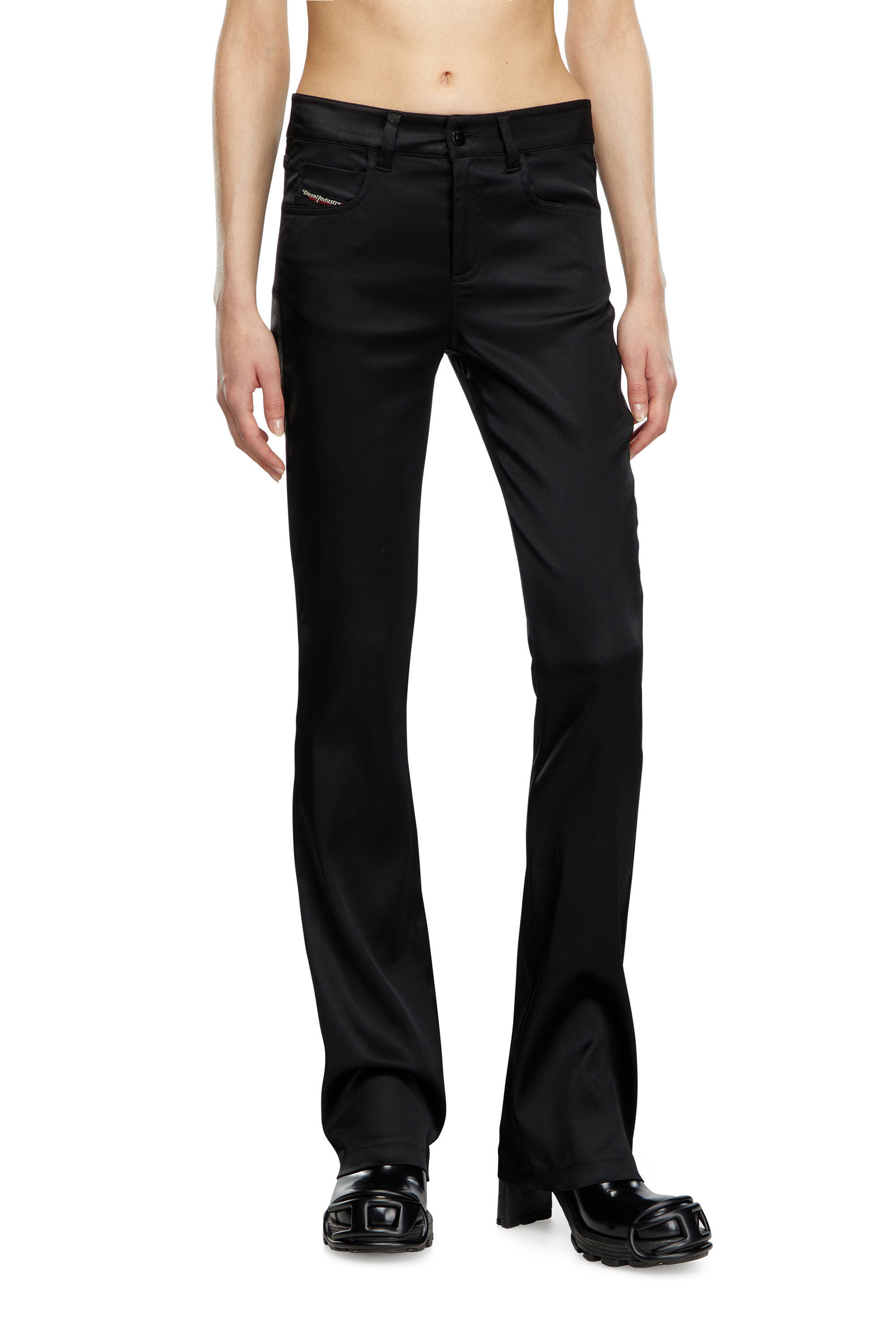 Diesel - P-EBBEY, Pantalon à 5 poches en satin stretch Femme in Noir - 3