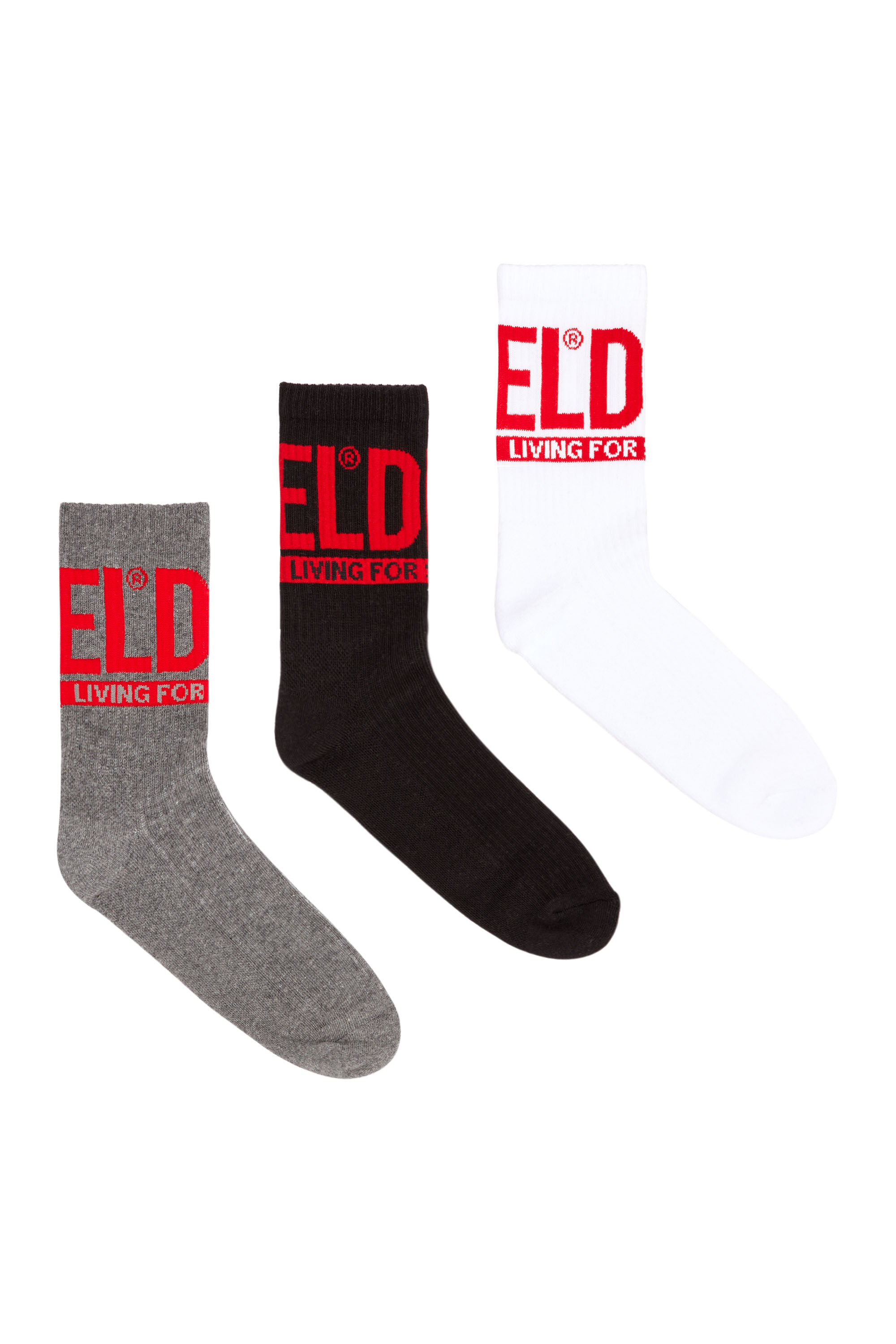 Diesel - SKM-WRAPAROUND-MID-CUT-CUSHIONED-SOCKS, Lot de 3 chaussettes avec logo Diesel Homme in Polychrome - 1