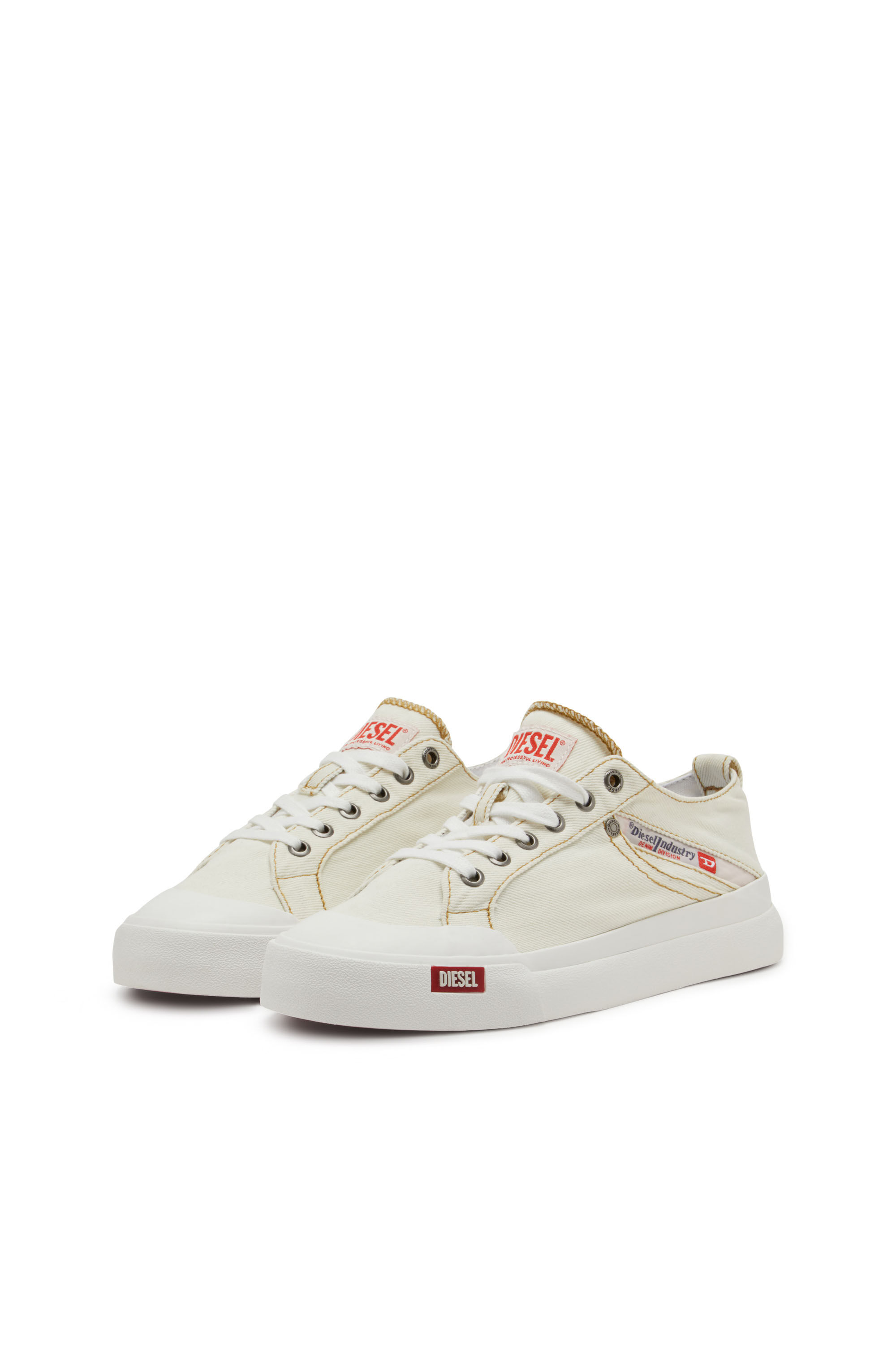 Diesel - S-ATHOS NMD LOW W, S-Athos-Sneakers en denim avec détail de poche Femme in Blanc - 8