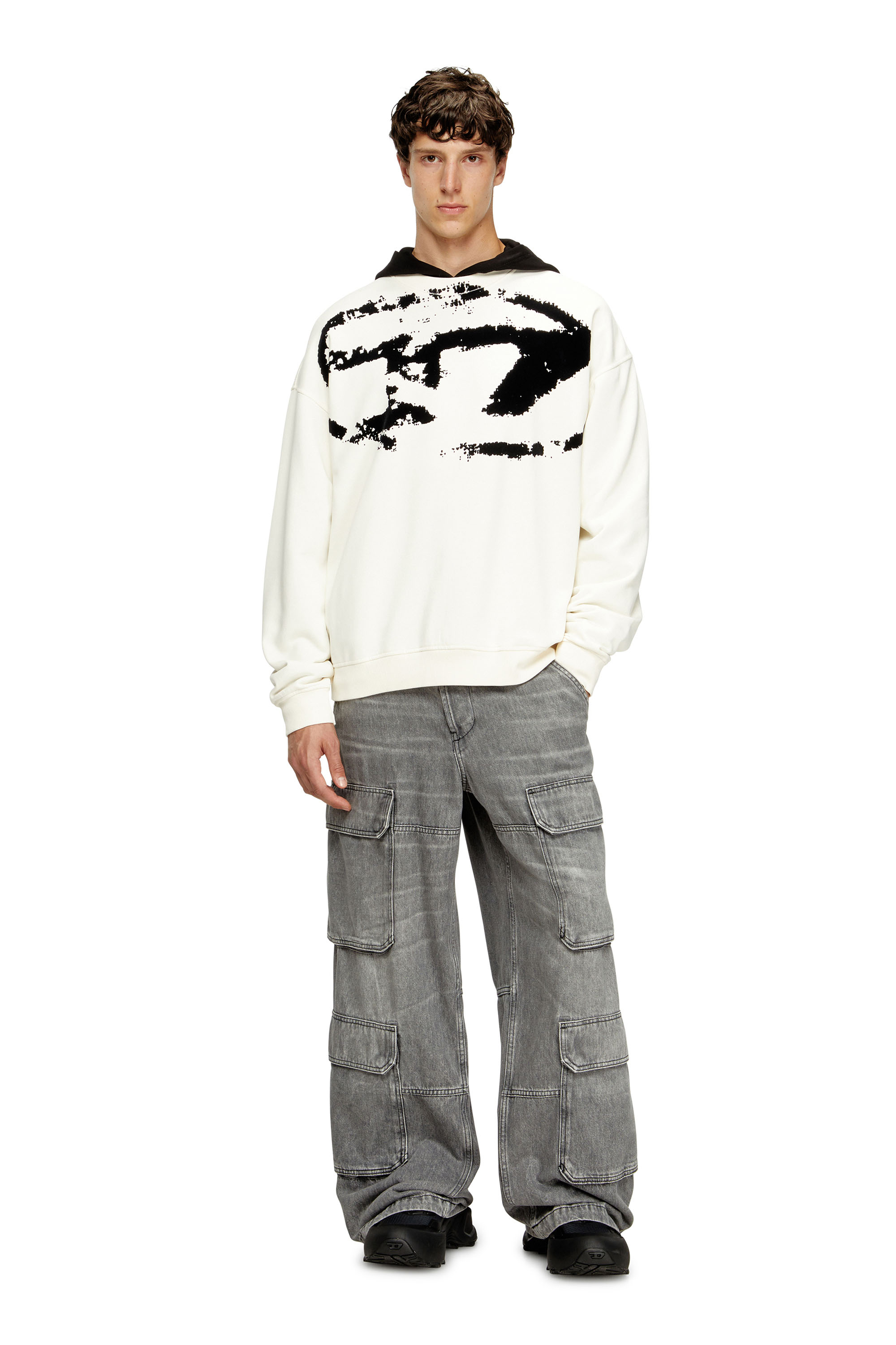 Diesel - S-BOXT-N5, Sweat-shirt avec logo floqué effet vieilli Homme in Polychrome - 2