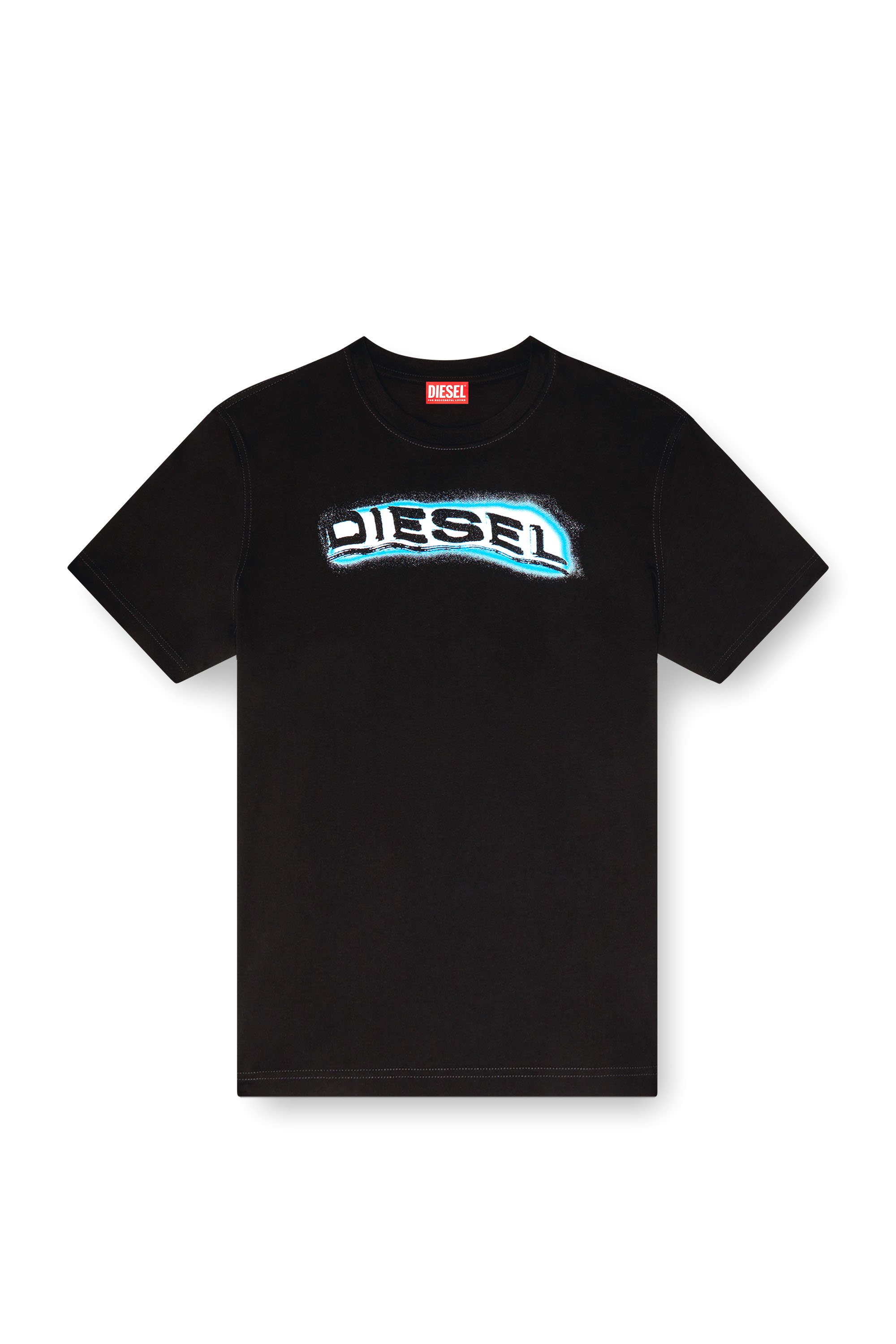 Diesel - T-ADJUST-R4, T-shirt avec logo imprimé bouffant Homme in Noir - 3