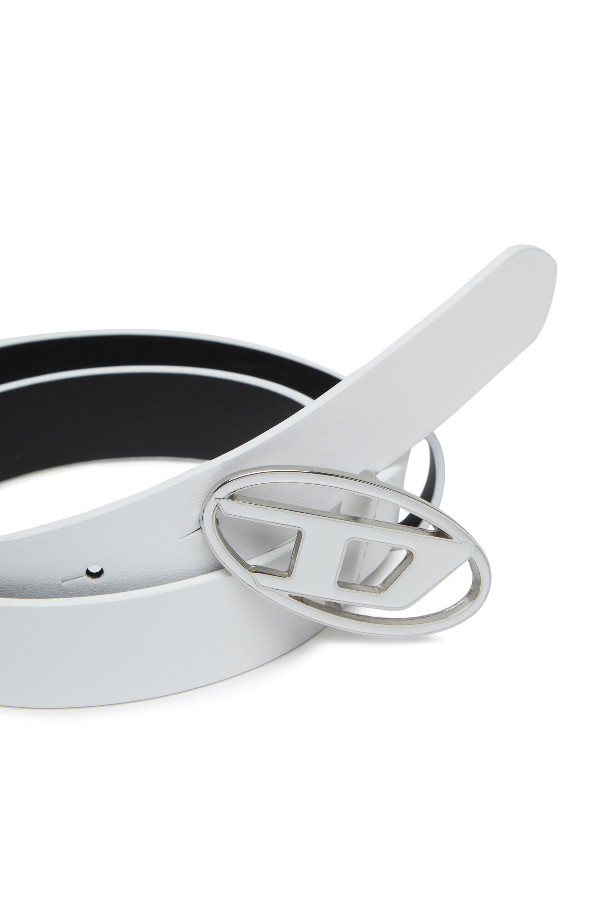 Diesel - B-1DR 25, Ceinture en cuir avec boucle émaillée Femme in Blanc - 3