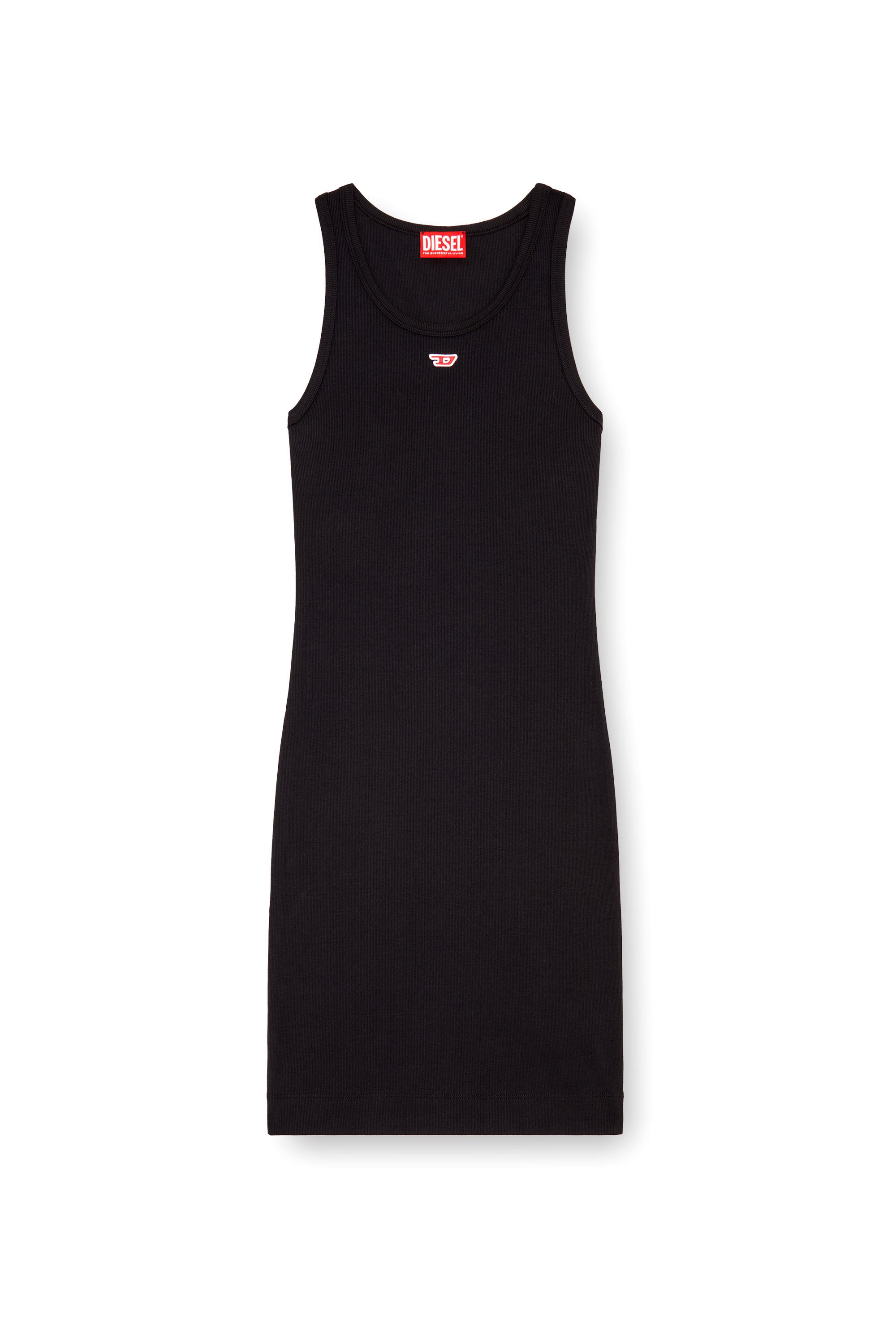 Diesel - D-TANK-LONG-D, Woman's Short tank dress with D logo in Black - 2